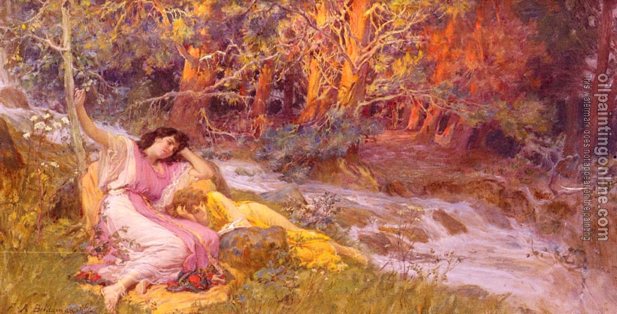 Frederick Arthur Bridgman - Reclining By A Stream